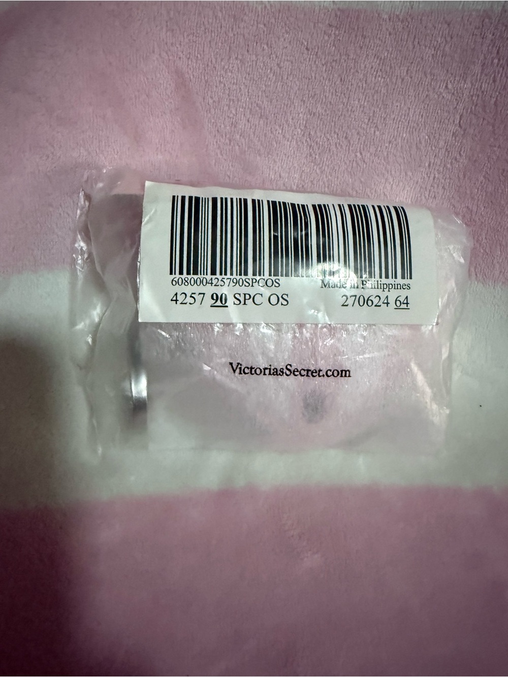 NWT Victoria's Secret Pink & White Striped Heart Pouch/Keychain - Picture 4 of 4